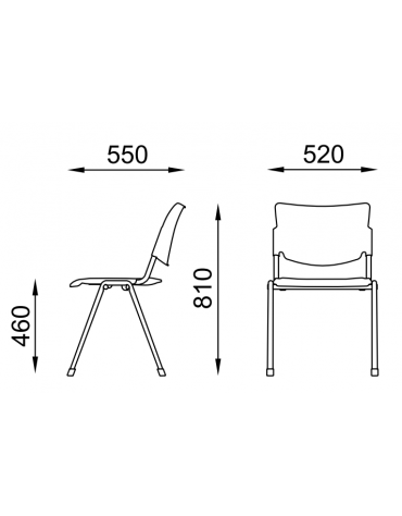 Sedia visitatore con telaio a 4 gambe in acciaio verniciato nero - sedile e schienale in faggio - Certificata CAM