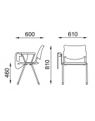 Sedia visitatore telaio a 4 gambe in acciaio verniciato nero con bracciolo Dx e tavoletta - sedile e schienale in faggio - CAM