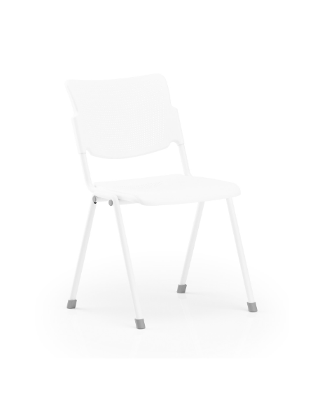 Sedia visitatori fissa 4 gambe con telaio, sedile e schienale monoblocco verniciati bianchi - Certificata CAM