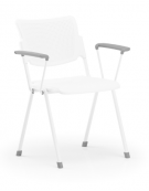 Sedia visitatori fissa 4 gambe con braccioli - Telaio, sedile e schienale monoblocco verniciati bianchi - Certificata CAM