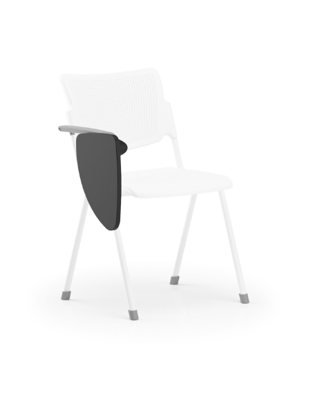 Sedia visitatori fissa 4 gambe con braccioli - Telaio, sedile e schienale monoblocco verniciati bianchi - Certificata CAM