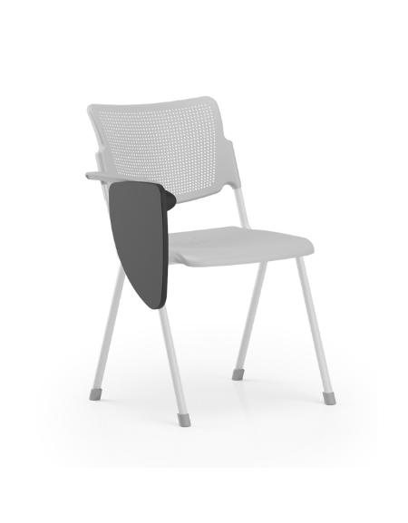 Sedia visitatori fissa 4 gambe con bracciolo Dx e tavoletta - Telaio, sedile e schienale monoblocco verniciati grigi - CAM