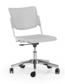 Sedia girevole ed elevabile su base a 5 razze in alluminio - Telaio, sedile e schienale monoblocco verniciati grigi - CAM