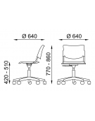 Sedia girevole ed elevabile su base a 5 razze in nylon nero - Telaio, sedile e schienale monoblocco verniciati neri - CAM