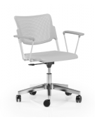 Sedia girevole ed elevabile - base a 5 razze in alluminio con braccioli - Telaio, sedile e schienale monoblocco verniciati grigi