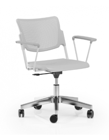 Sedia girevole ed elevabile - base a 5 razze in alluminio con braccioli - Telaio, sedile e schienale monoblocco verniciati grigi