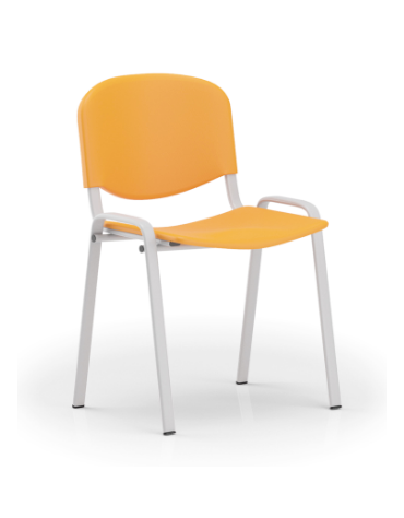 Sedia fissa su telaio a 4 gambe in acciaio verniciato grigio - Sedile e schienale in polipropilene in vari colori - Certificata 