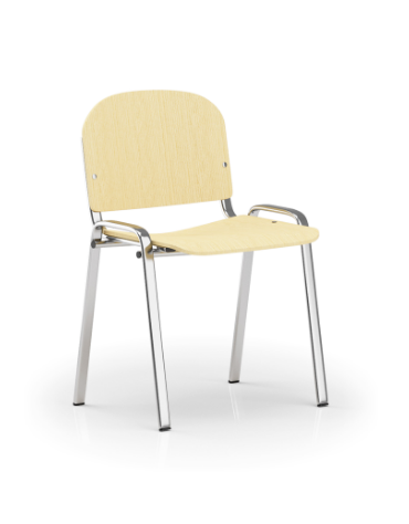 Sedia fissa con telaio a 4 gambe in acciaio cromato - Sedile e schienale in faggio - Certificata CAM