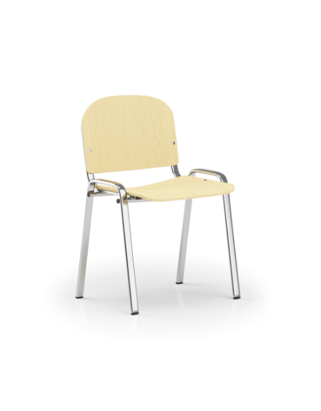 Sedia fissa con telaio a 4 gambe in acciaio cromato - Sedile e schienale in faggio - Certificata CAM