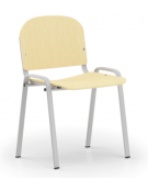 Sedia fissa con telaio a 4 gambe in acciaio verniciato grigio - Sedile e schienale in faggio - Certificata CAM