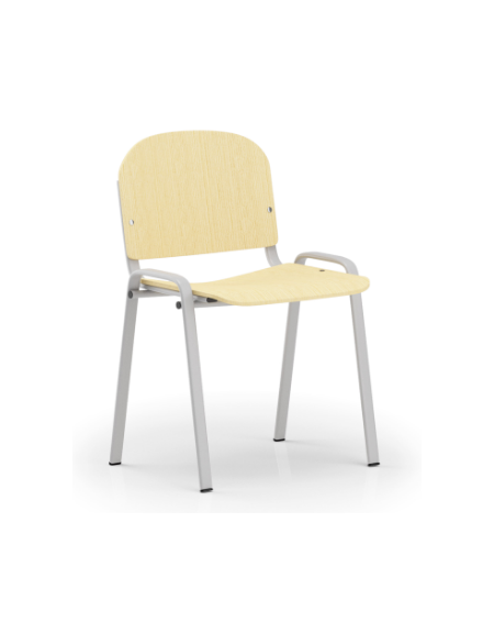 Sedia fissa con telaio a 4 gambe in acciaio verniciato grigio - Sedile e schienale in faggio - Certificata CAM