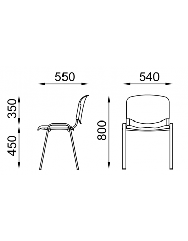 Sedia fissa con telaio a 4 gambe in acciaio verniciato nero - Sedile e schienale in faggio - Certificata CAM
