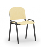 Sedia fissa con telaio a 4 gambe in acciaio verniciato nero - Sedile e schienale in faggio - Certificata CAM