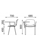 Sedia fissa con telaio a 4 gambe in acciaio verniciato nero, braccioli e tavoletta - Sedile e schienale in faggio - CAM