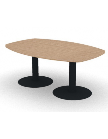 Tavolo riunione sagomato con piano in melaminico e struttura a colonna - colori a scelta - cm 180x120x75,5h