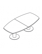 Tavolo riunione sagomato composto, piano in melaminico e struttura a colonna - colori a scelta - cm 240x120x75,5h