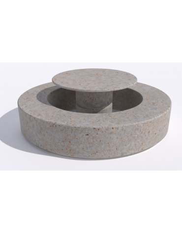 Set pic nic in cemento colore Grigio travertino - 1 tavolo tondo e 1 panchina circolare - cm Ø 200x75h - Conforme ai CAM