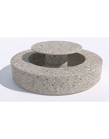 Set pic nic in cemento colore Grigio sabbiato - 1 tavolo tondo e 1 panchina circolare - cm Ø 200x75h - Conforme ai CAM