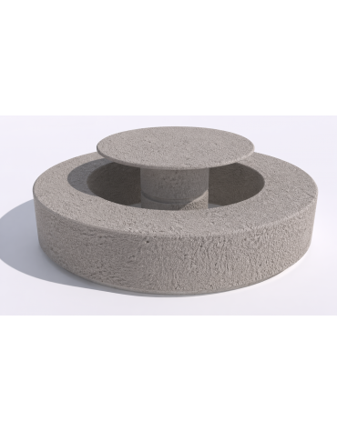 Set pic nic in cemento colore Bianco sabbiato - 1 tavolo tondo e 1 panchina circolare - cm Ø 200x75h - Conforme ai CAM