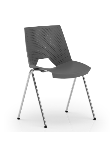 Sedia fissa con telaio a 4 gambe in acciaio cromato - Sedile e schienale monoscocca in polipropilene - Certificata CAM