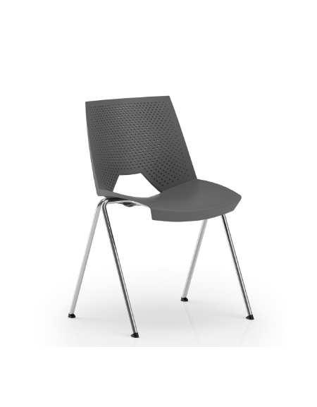 Sedia fissa con telaio a 4 gambe in acciaio cromato - Sedile e schienale monoscocca in polipropilene - Certificata CAM