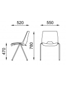 Sedia fissa con telaio a 4 gambe in acciaio cromato - Sedile e schienale monoscocca in polipropilene - Certificata CAM