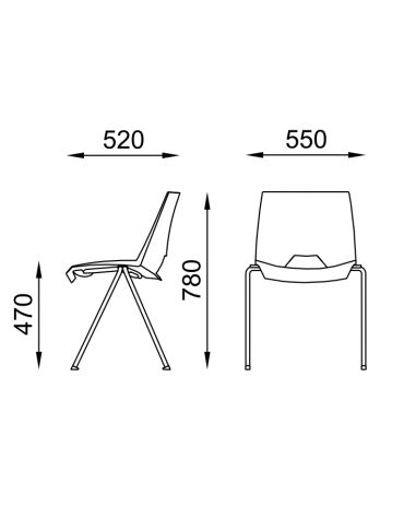Sedia fissa con telaio a 4 gambe in acciaio cromato - Sedile e schienale monoscocca in polipropilene - Certificata CAM