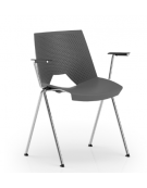 Sedia fissa con telaio a 4 gambe in acciaio cromato e braccioli - Sedile e schienale monoscocca in polipropilene - CAM