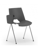 Sedia fissa con telaio a 4 gambe in acciaio cromato, bracciolo Dx e tavoletta - Sedile e schienale monoscocca in polipropilene