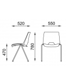 Sedia fissa monoscocca in polipropilene con telaio a 4 gambe in acciaio cromato - Sedile imbottito - Certificata CAM