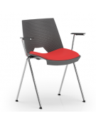 Sedia fissa monoscocca in polipropilene con telaio a 4 gambe in acciaio cromato e braccioli - Sedile imbottito - CAM