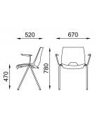 Sedia fissa monoscocca in polipropilene con telaio a 4 gambe in acciaio cromato e braccioli - Sedile imbottito - CAM