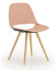 Sedia fissa con base a 4 gambe in legno verniciato al naturale - Sedile e schienale monoscocca in polipropilene - CAM