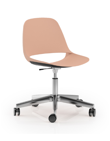 Sedia girevole ed elevabile con base a 5 razze in alluminio lucido - Sedile e schienale monoscocca in polipropilene - CAM