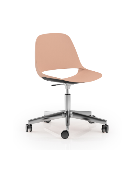 Sedia girevole ed elevabile con base a 5 razze in alluminio lucido - Sedile e schienale monoscocca in polipropilene - CAM