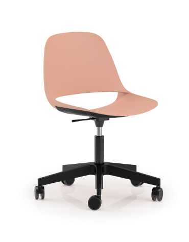 Sedia girevole ed elevabile con base a 5 razze in nylon nero - Sedile e schienale monoscocca in polipropilene - CAM