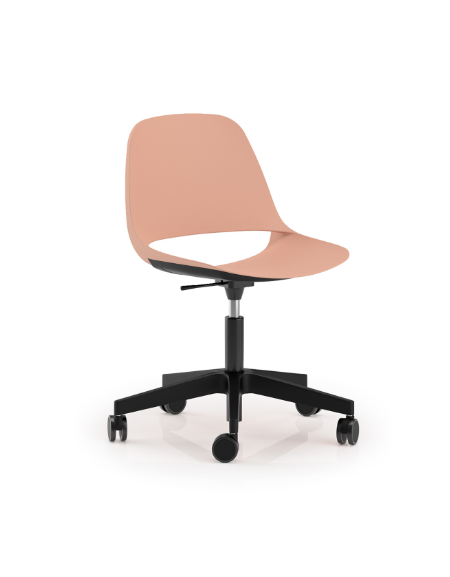 Sedia girevole ed elevabile con base a 5 razze in nylon nero - Sedile e schienale monoscocca in polipropilene - CAM