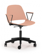 Sedia girevole ed elevabile con base a 5 razze in nylon nero e braccioli - Sedile e schienale monoscocca in polipropilene - CAM