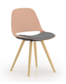 Sedia fissa monoscocca in polipropilene con base a 4 gambe in legno verniciato al naturale - Sedile imbottito - CAM