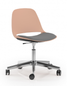 Sedia girevole ed elevabile in polipropilene con base a 5 razze in alluminio lucido - Sedile imbottito - CAM
