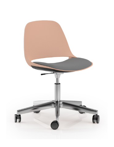 Sedia girevole ed elevabile in polipropilene con base a 5 razze in alluminio lucido - Sedile imbottito - CAM