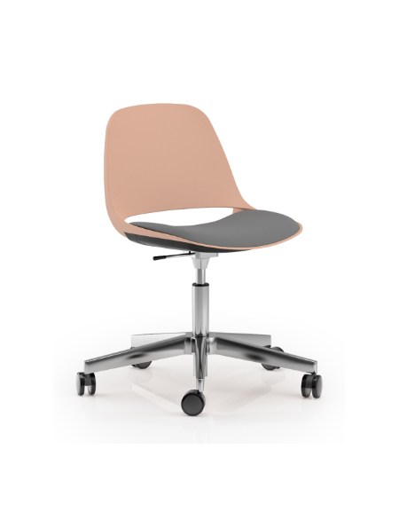 Sedia girevole ed elevabile in polipropilene con base a 5 razze in alluminio lucido - Sedile imbottito - CAM