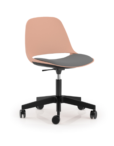 Sedia girevole ed elevabile in polipropilene con base a 5 razze in nylon nero - Sedile imbottito - CAM