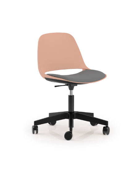 Sedia girevole ed elevabile in polipropilene con base a 5 razze in nylon nero - Sedile imbottito - CAM