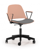 Sedia girevole ed elevabile in polipropilene con base a 5 razze in nylon nero e braccioli - Sedile imbottito - CAM