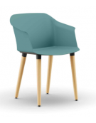 Sedia fissa 4 gambe monoscocca in polipropilene - Gambe in legno innestate a sottosedile in nylon nero - CAM