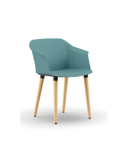Sedia fissa 4 gambe monoscocca in polipropilene - Gambe in legno innestate a sottosedile in nylon nero - CAM