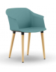 Sedia fissa 4 gambe monoscocca in polipropilene - Gambe in legno innestate a sottosedile in nylon nero - CAM