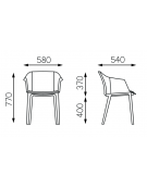 Sedia fissa 4 gambe monoscocca in polipropilene - Gambe in legno innestate a sottosedile in nylon nero - sedile con cuscino -CAM