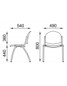 Sedia fissa 4 gambe in lamiera - telaio, sedile e schienale monoblocco verniciato grigio lucido - Certificata CAM